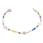 Pulsera niña bolitas flores oro