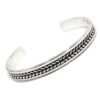 Pulsera plata rígida abierta cordón