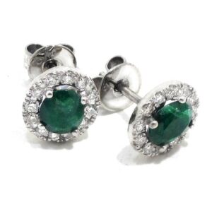Pendientes esmeraldas oval 6x5 y 24 diamantes