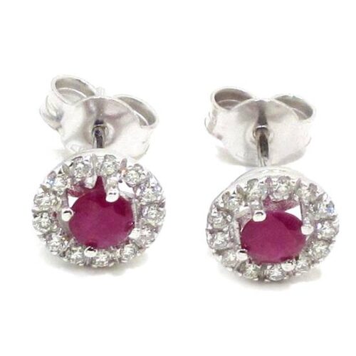Pendientes rubies redondos 4x4 y 28 diamantes
