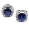 Pendientes zafiros cushion 6x6 y 32 diamantes