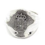 Anillo sello Mapa Escudo Navarra plata