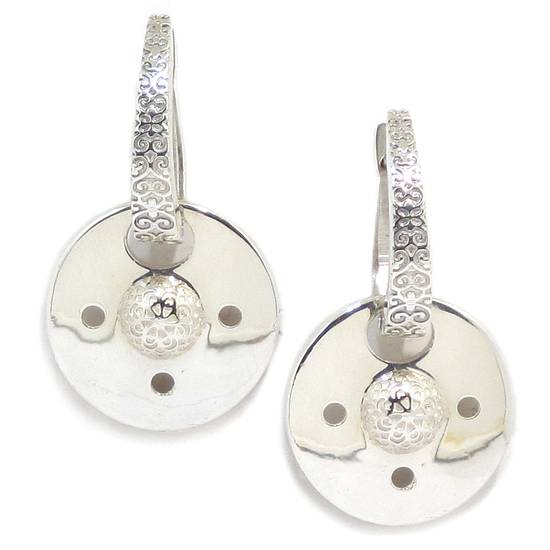 Pendientes colgantes discos redondos plata
