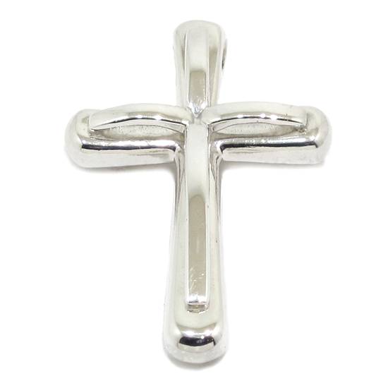 Colgante cruz doble plata 37mm grande - Imagen 3