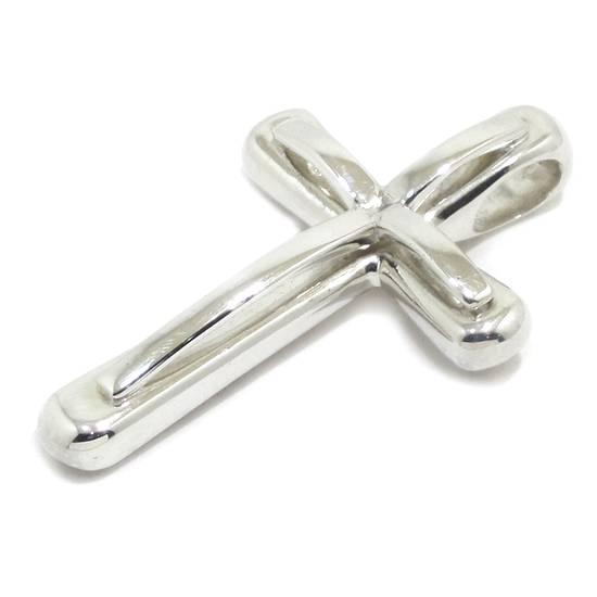 Colgante cruz doble plata 37mm grande - Imagen 2