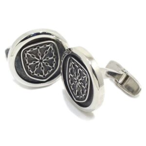 Gemelos redondos escudo cadenas navarra 20mm plata