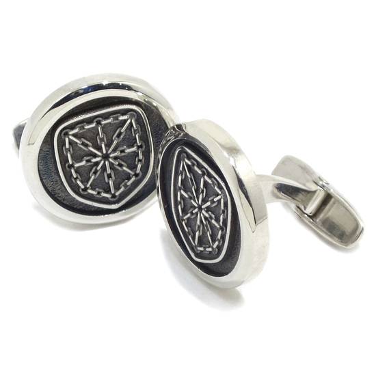 Gemelos redondos escudo cadenas navarra 20mm plata