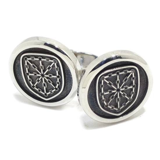 Gemelos redondos escudo cadenas navarra 20mm plata