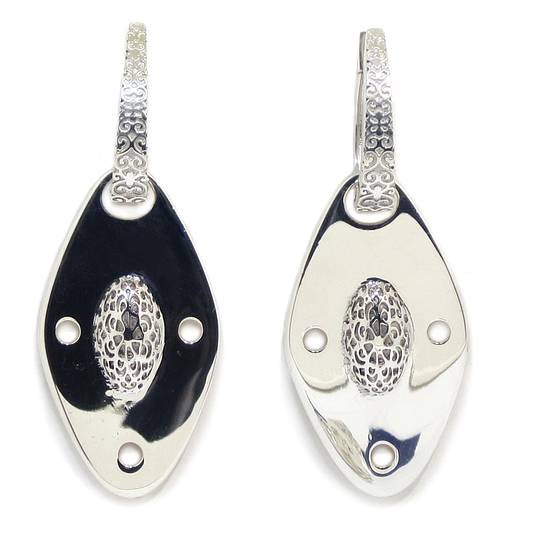 Pendientes ovalos largos colgantes 55mm plata