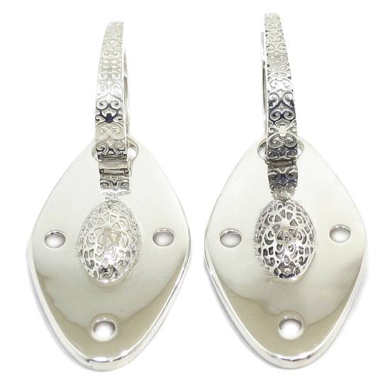 Pendientes ovalos largos colgantes 55mm plata