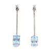 Pendientes barras largos aguamarina diamante oro