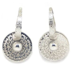 Pendientes discos colgantes redondos 39mm plata