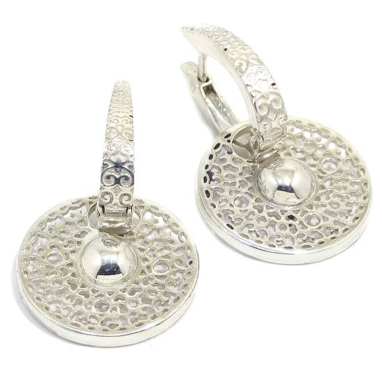 Pendientes discos colgantes redondos 39mm plata