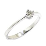 Anillo solitario diamante brillante 0.15ct garras cruz
