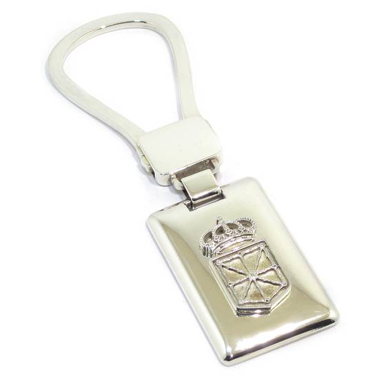 Llavero Escudo Navarra placa rectangular plata