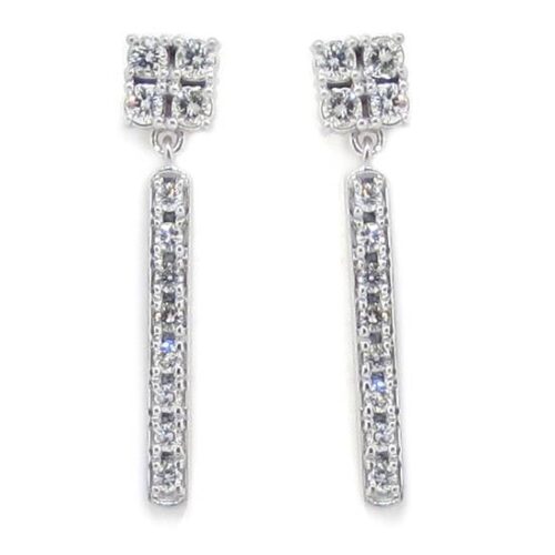 Pendientes colgantes barra diamantes oro