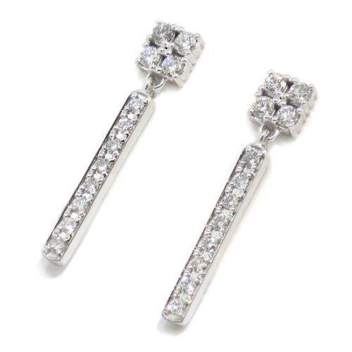 Pendientes colgantes barra diamantes oro