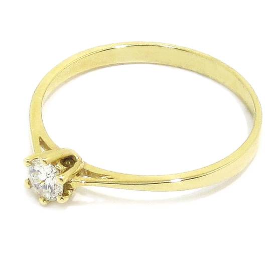 Anillo solitario diamante brillante 0.18ct garras oro