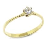 Anillo solitario diamante brillante 0.18ct garras oro