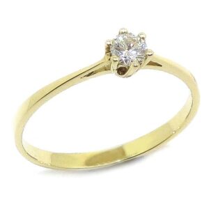 Anillo solitario diamante brillante 0.18ct garras oro