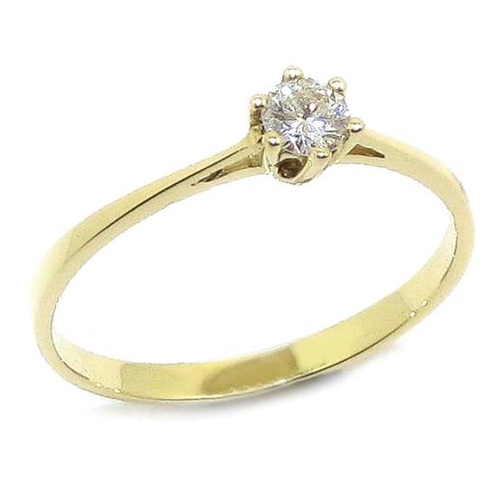 Anillo solitario diamante brillante 0.18ct garras oro