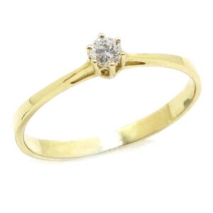 Anillo solitario diamante brillante 0.10ct garras oro