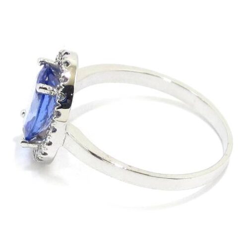 Anillo tanzanita 9x7 diamantes oro blanco