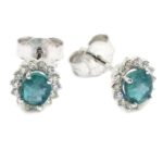Pendientes esmeraldas 5x4 oval 14 diamantes