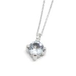 Collar topacio azul colgante oro blanco