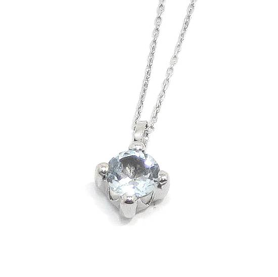 Collar topacio azul colgante oro blanco
