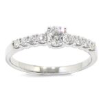 Anillo solitario diamante brillante 0.28ct con pave