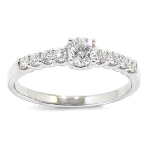 Anillo solitario diamante brillante 0.28ct con pave