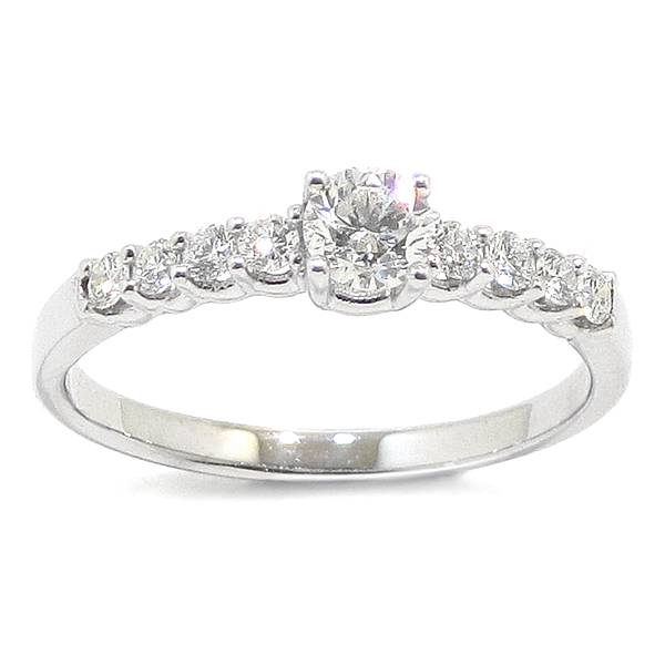 Anillo solitario diamante brillante 0.28ct con pave