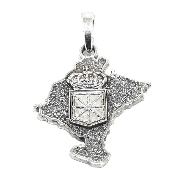 Colgante mapa Navarra escudo 29mm plata