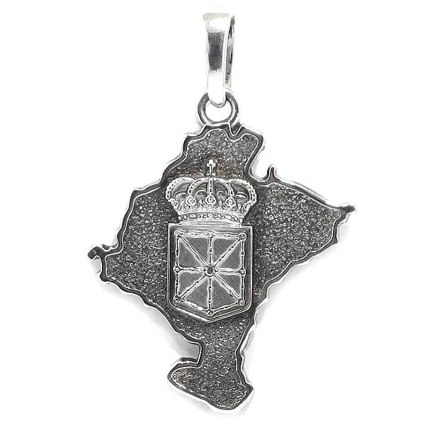 Colgante mapa Navarra escudo 29mm plata